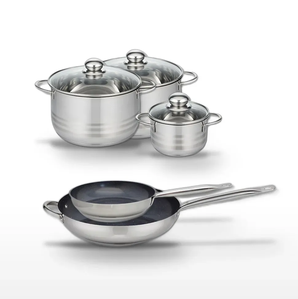 Lot de 2 Poêles 24/32cm et 3 Faitouts 14/20/24cm Elo Profi Therm Platinum