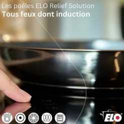 Lot de 2 Poêles 28/32cm et 2 Faitouts 12/20cm Elo Relief Solution