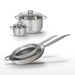 Lot de 2 Poêles 28/32cm et 2 Faitouts 12/20cm Elo Relief Solution