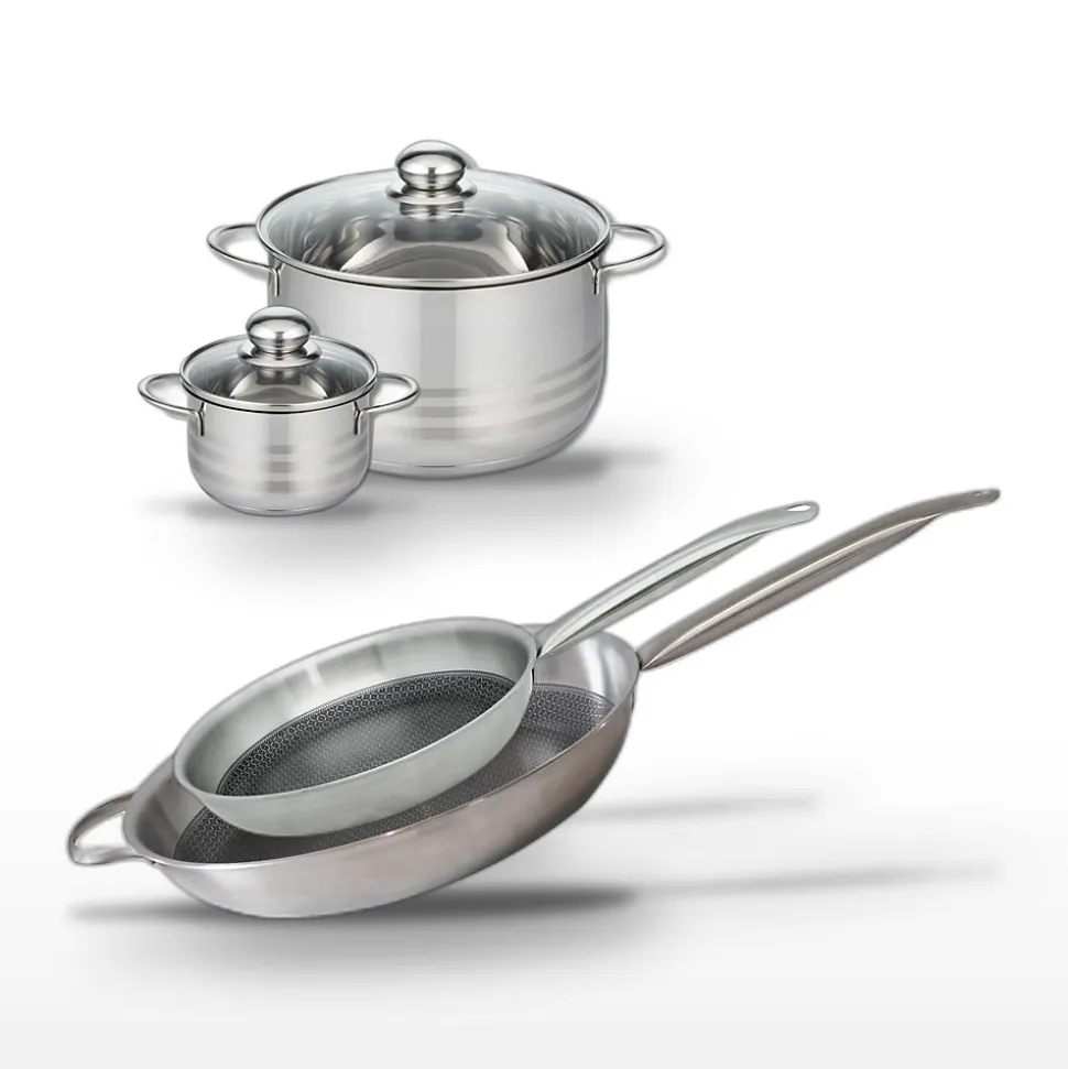 Lot de 2 Poêles 28/32cm et 2 Faitouts 12/20cm Elo Relief Solution