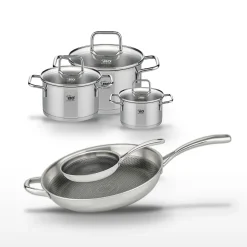 Lot de 2 Poêles 24/32cm et 3 Faitouts 12/16/20cm Elo Relief Evolution