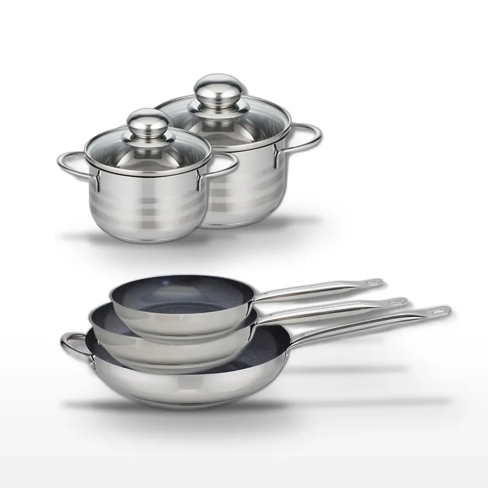 Lot de 3 Poêles céramique 24/28/32 cm Elo Profi Therm Platinum et 2 Faitouts Elo Brillant