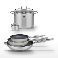 Lot de 3 Poêles céramique 24/28/32cm Elo Profi Therm Platinum et 2 Faitouts Elo Citrin