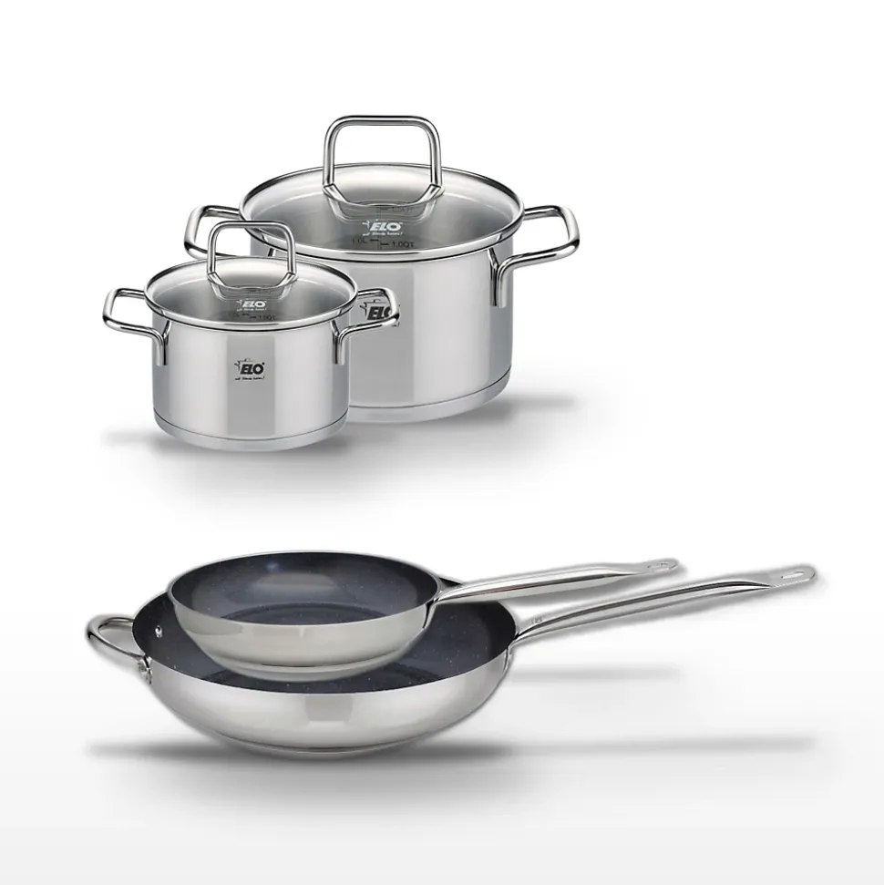 Lot de 2 Poêles Elo Profi Therm Platinum 24/32cm et 2 Faitouts Elo Citrin 12/16cm