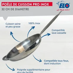 Lot de 2 poêles inox de 28 cm et 32 cm Elo Profi Therm