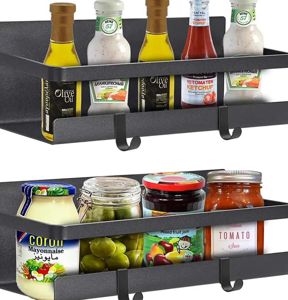 Lot de 2 Porte Épices Murale avec 4 Crochets pour Réfrigérateur