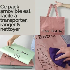 Lot de 3 sacs de recyclage réutilisables pour tri sélectif - 160L - Linxor