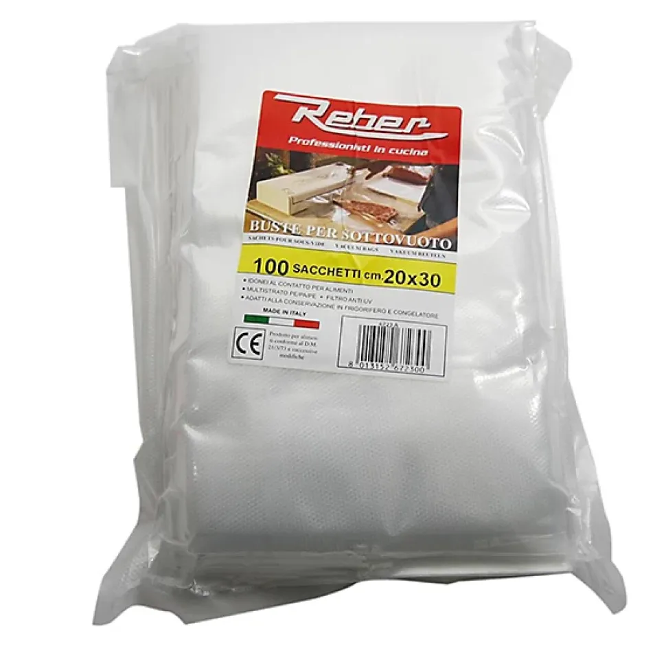 Lot de 100 sacs 20x30 pour appareil à emballage sous vide 9701n et 9700n Reber 6723A