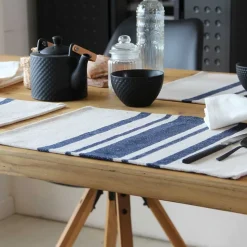 Lot de 4 Sets de table coton épais Rustique (38x50 cm - Bleu Foncé)