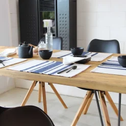 Lot de 4 Sets de table coton épais Rustique (38x50 cm - Bleu Foncé)