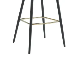 Lot de 2 tabourets de bar en velours côtelé et métal - Crème - FINCHY
