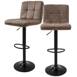 Lot de 2 tabourets de bar rembourrées en simili marron chaise hauteur réglable