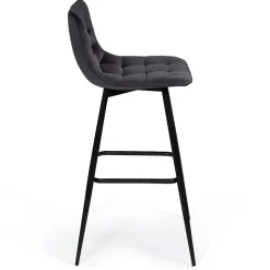 Lot de 4 tabourets de bar MADY en velours mix color bleu, gris clair, gris foncé, jaune