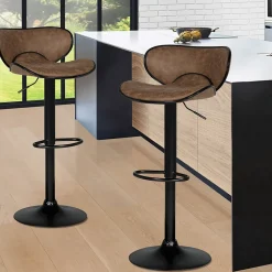 Lot de 2 tabourets de bar SAM marron vintage