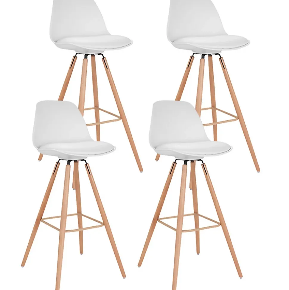 Lot de 4 tabourets de bar SARA blanc