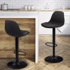 Lot de 2 tabourets de bar KARL design noir pied noir