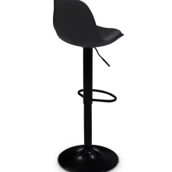 Lot de 2 tabourets de bar KARL design noir pied noir