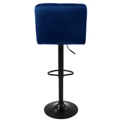 Lot de 4 tabourets de bar rembourrées en velours bleu chaise réglable en hauteur