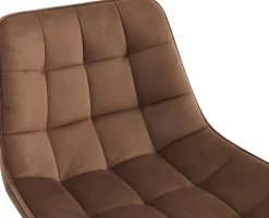 Lot de 2 tabourets de bar Dartford, Chaise de bar rembourrée, Structure métallique Marron/Velours