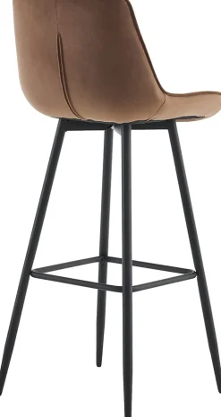 Lot de 2 tabourets de bar Dartford, Chaise de bar rembourrée, Structure métallique Marron/Velours