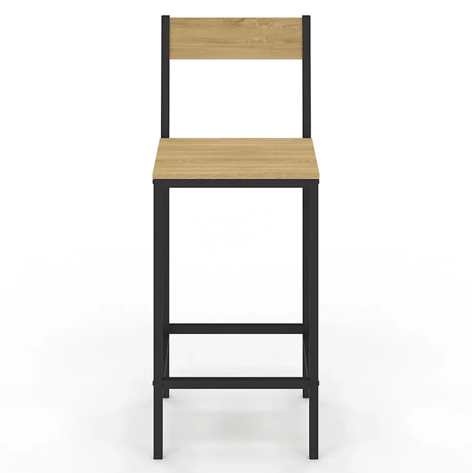 Lot de 4 tabourets de bar DETROIT avec dossier chaise de cuisine design industriel