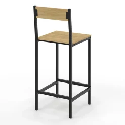 Lot de 4 tabourets de bar DETROIT avec dossier chaise de cuisine design industriel