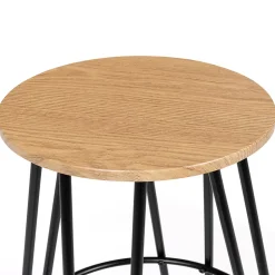 Lot de 2 tabourets de bar DUBLIN assise ronde design industriel