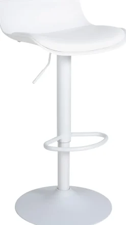 Lot de 2 tabourets de bar Aveiro similicuir, chaises réglables, pied trompette, structure métal, protections sol Blanc
