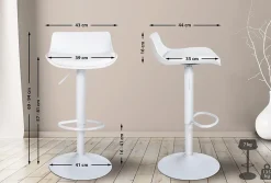 Lot de 2 tabourets de bar Aveiro similicuir, chaises réglables, pied trompette, structure métal, protections sol Blanc