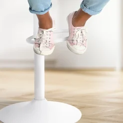 Lot de 2 tabourets de bar Aveiro similicuir, chaises réglables, pied trompette, structure métal, protections sol Blanc