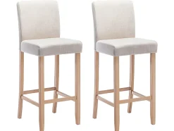 Lot de 2 tabourets de bar - Tissu - Beige - ROVIGO