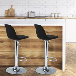 Lot de 2 tabourets de bar KARL design noir