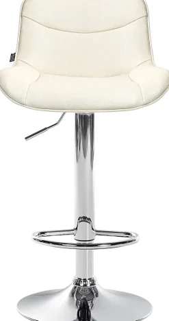 Lot de 2 tabourets de bar Vonore Tissu, réglable en hauteur, pivotant à 360 degrés, avec repose-pieds Crème/Chrome