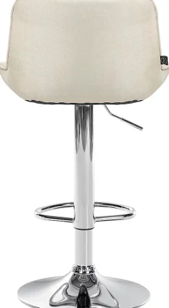 Lot de 2 tabourets de bar Vonore Tissu, réglable en hauteur, pivotant à 360 degrés, avec repose-pieds Crème/Chrome