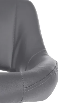 Lot de 2 tabourets de bar Milet similicuir, Chaise de bar pivotante avec repose-pieds et dossier Métalchromé/Gris