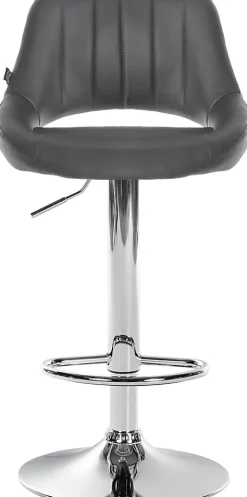 Lot de 2 tabourets de bar Milet similicuir, Chaise de bar pivotante avec repose-pieds et dossier Métalchromé/Gris