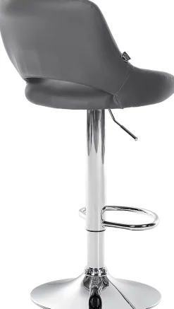 Lot de 2 tabourets de bar Milet similicuir, Chaise de bar pivotante avec repose-pieds et dossier Métalchromé/Gris