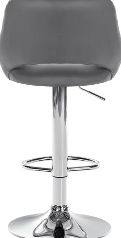 Lot de 2 tabourets de bar Milet similicuir, Chaise de bar pivotante avec repose-pieds et dossier Métalchromé/Gris