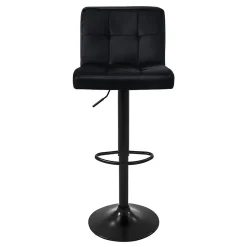 Lot de 4 tabourets de bar rembourrées en velours noir chaise réglable en hauteur