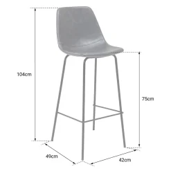 Lot de 2 tabourets de bar vintage LUCIEN marron - Hauteur d'assise 75cm - HAPPY GARDEN