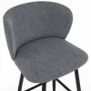 Lot de 4 tabourets de bar OMBLINE assise en tissu gris foncé et pieds en métal noir