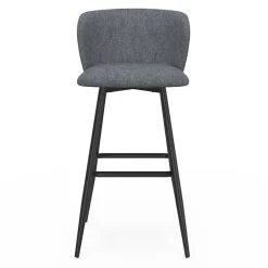 Lot de 4 tabourets de bar OMBLINE assise en tissu gris foncé et pieds en métal noir