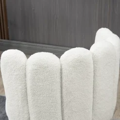 Lot de 2 tabourets de bar design contemporain - repose-pied - acier noir revêtement effet laine bouclée blanc