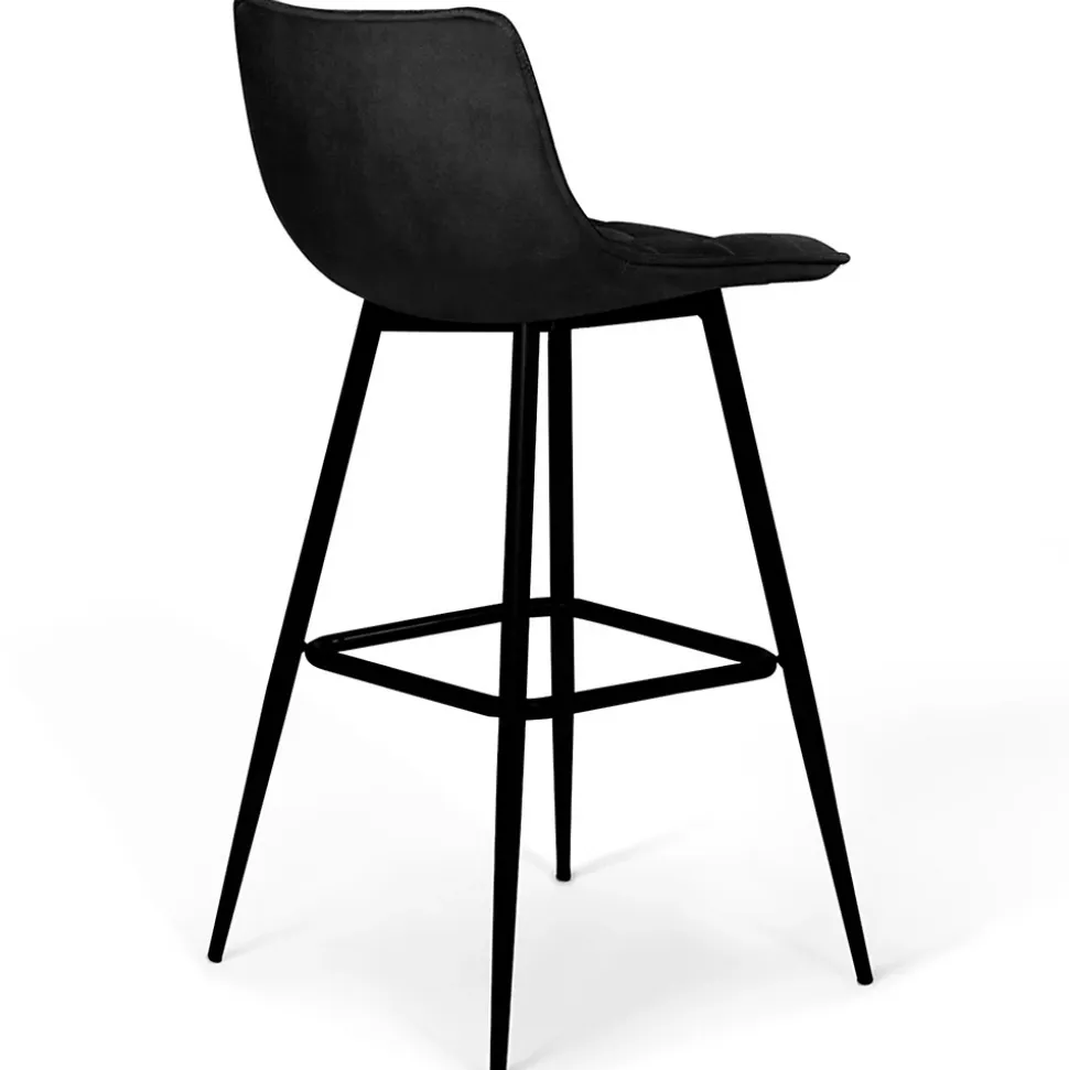 Lot de 4 tabourets de bar MADY en velours noir