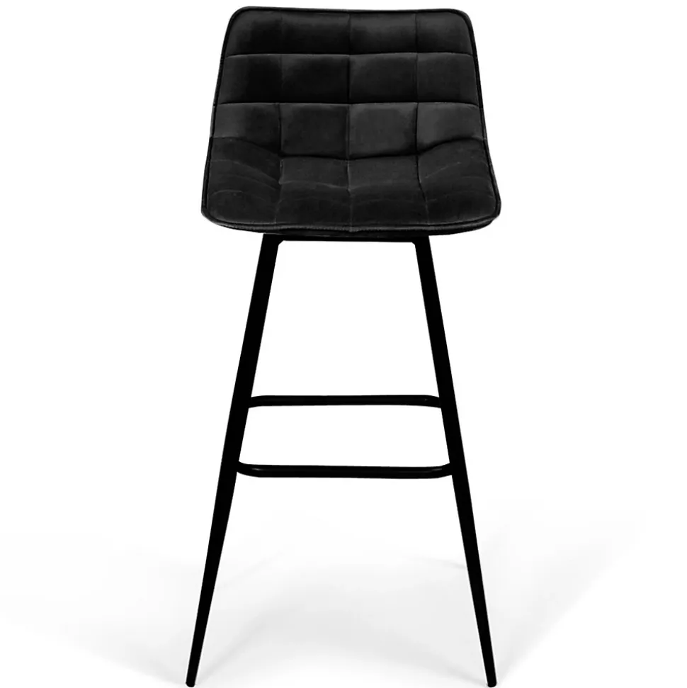 Lot de 4 tabourets de bar MADY en velours noir