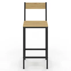 Lot de 2 tabourets de bar DETROIT avec dossier chaise de cuisine design industriel