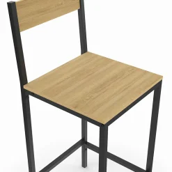 Lot de 2 tabourets de bar DETROIT avec dossier chaise de cuisine design industriel