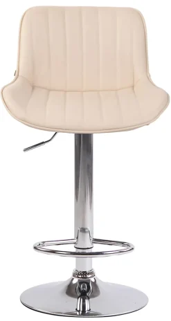 Lot De 2 Tabourets De Bar Lentini Similicuir, Chaise Haute De Bistrot Avec Repose-pieds Hauteur Réglable Pivotant Crème/Chrome