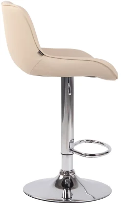 Lot De 2 Tabourets De Bar Lentini Similicuir, Chaise Haute De Bistrot Avec Repose-pieds Hauteur Réglable Pivotant Crème/Chrome