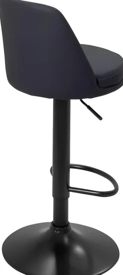 Lot de 2 tabourets de bar, assise ronde, haut dossier, réglable, pivotant rif (noir)